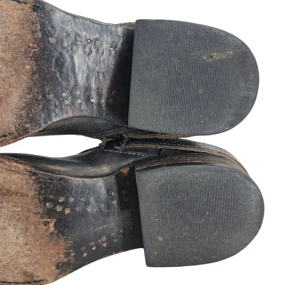 Freebird Irish Distressed Leather Knee High Harness Riding Boots Size 6 Moto